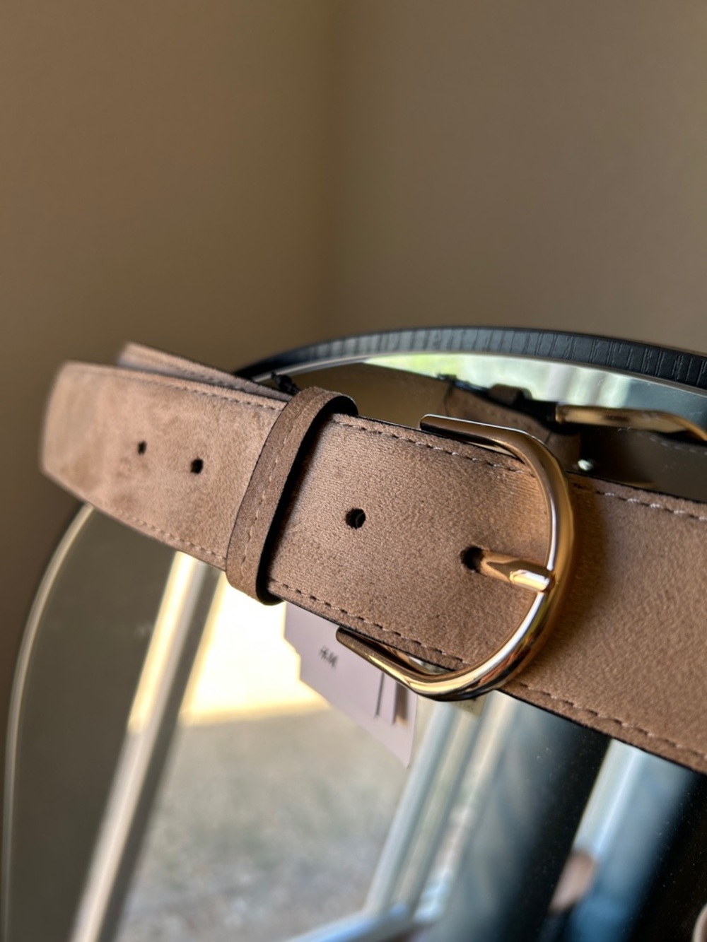 H&M Suede Tan Women’s Belt with Gold Buckle